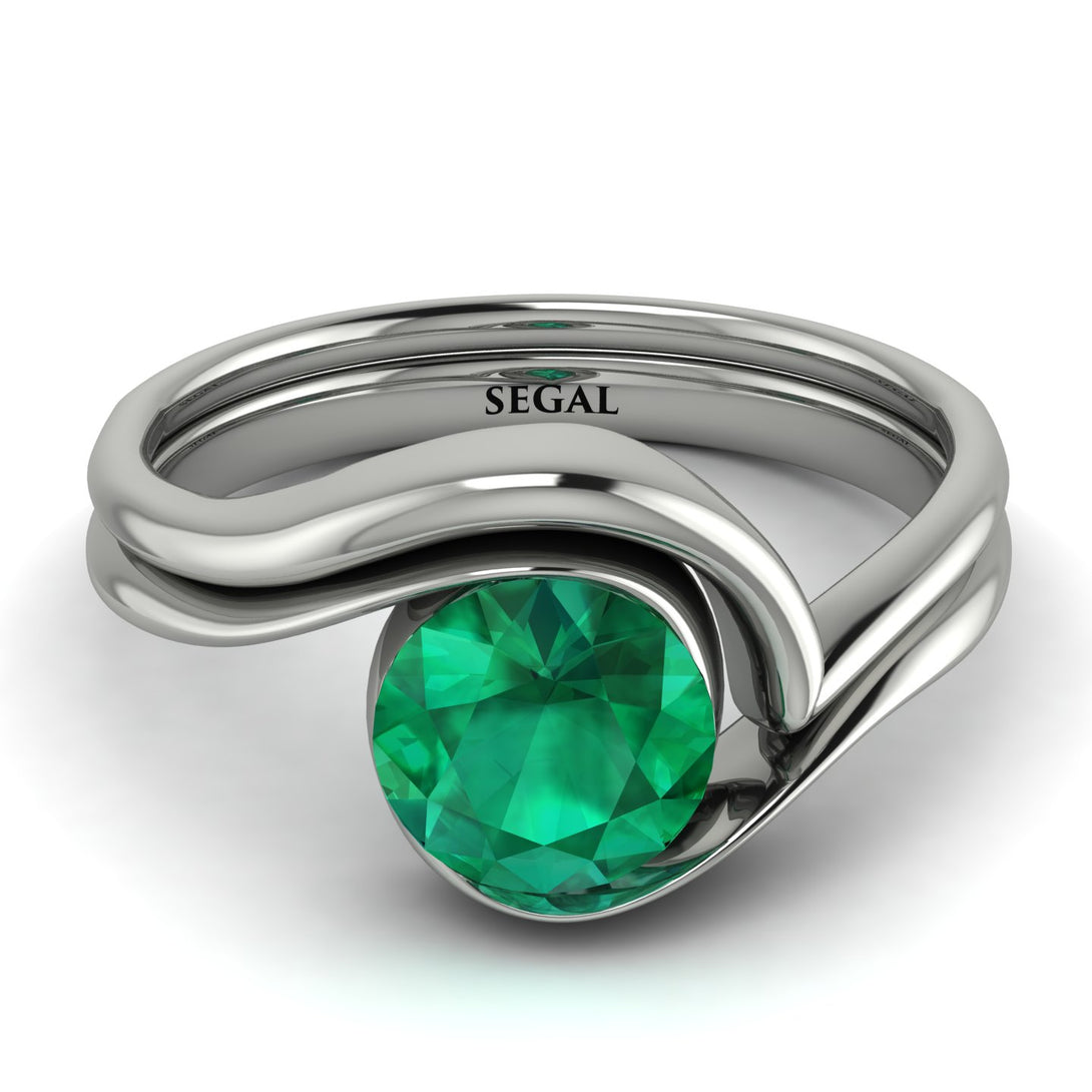 Emerald Infinity Solitare Bridal Set - Everly No. 6