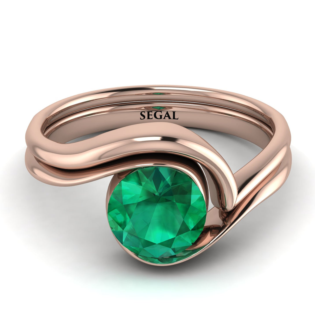 Emerald Infinity Solitare Bridal Set - Everly No. 5