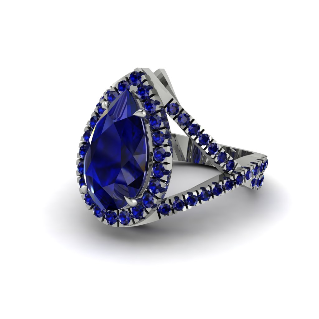 Infinity Style Shank Halo Pear Sapphire Engagement Ring - Janelle No. 75