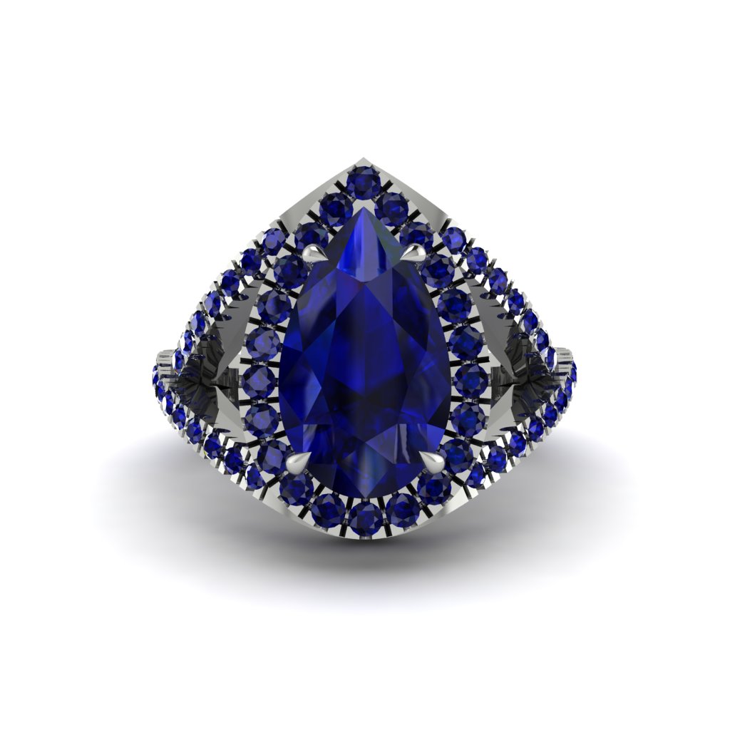 Infinity Style Shank Halo Pear Sapphire Engagement Ring - Janelle No. 75