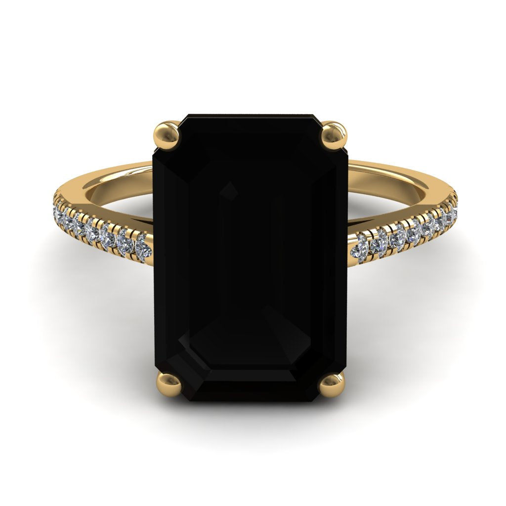 Custom Classic Emerald Cut Black Diamond Engagement Ring - Jakes No. 70