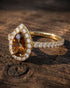 Pear Shaped Halo Brown Diamond Ring - Janet No. 1101