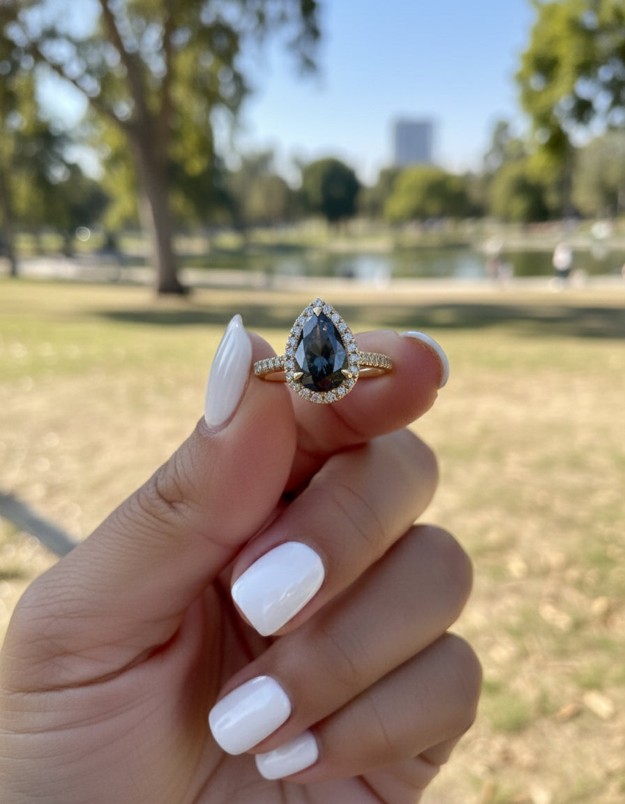 Pear Shaped Halo Diamond Ring - Janet No. 16