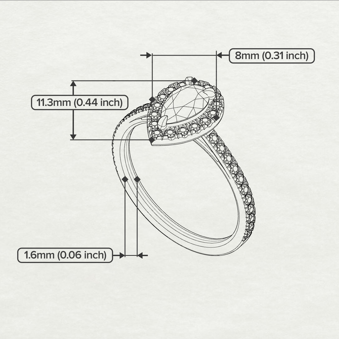 Pear Shaped Halo Brown Diamond Ring - Janet No. 1106