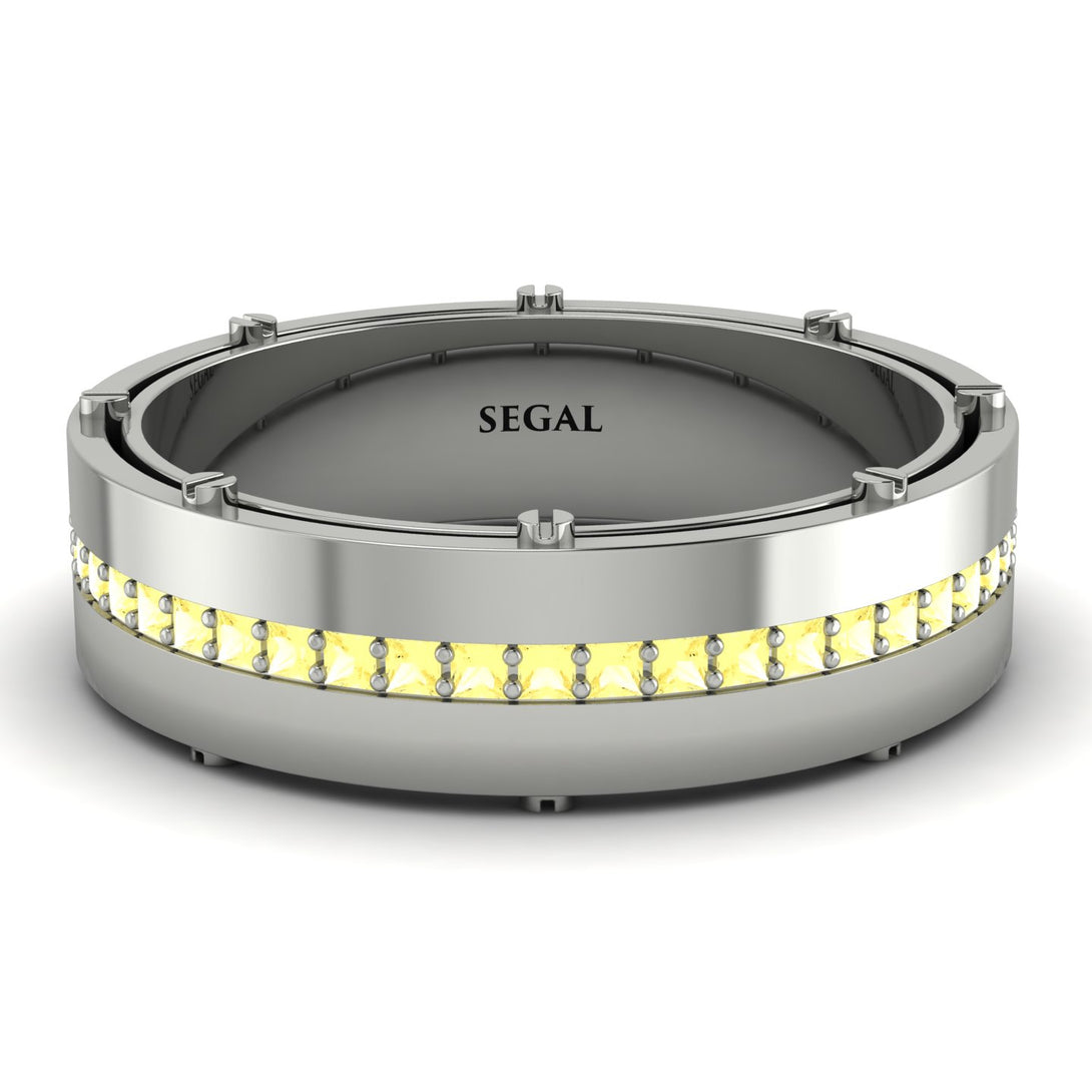 Custom Classic Eternity Princess Cut Yellow Diamond Wedding Band - John No. 3000