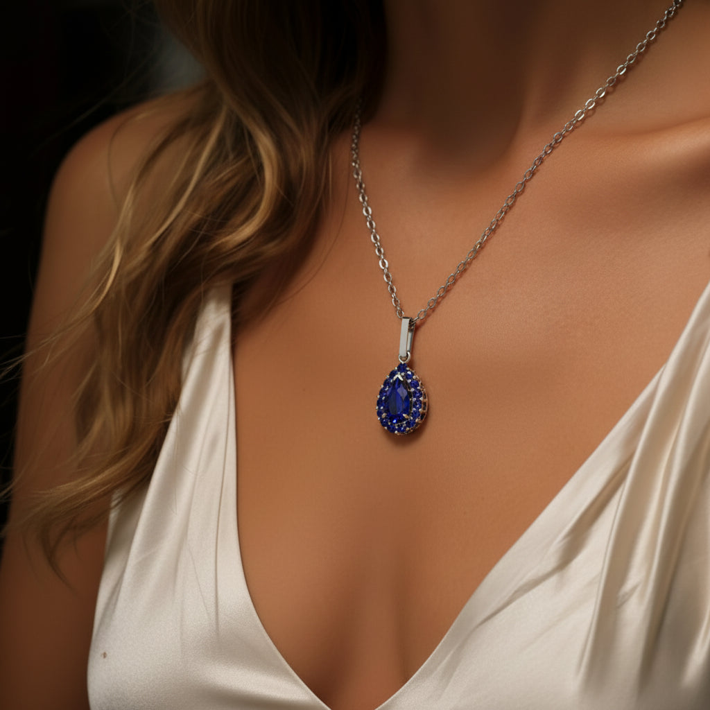 Sapphire Tear Of Eternity Pendant - Jolene No. 75