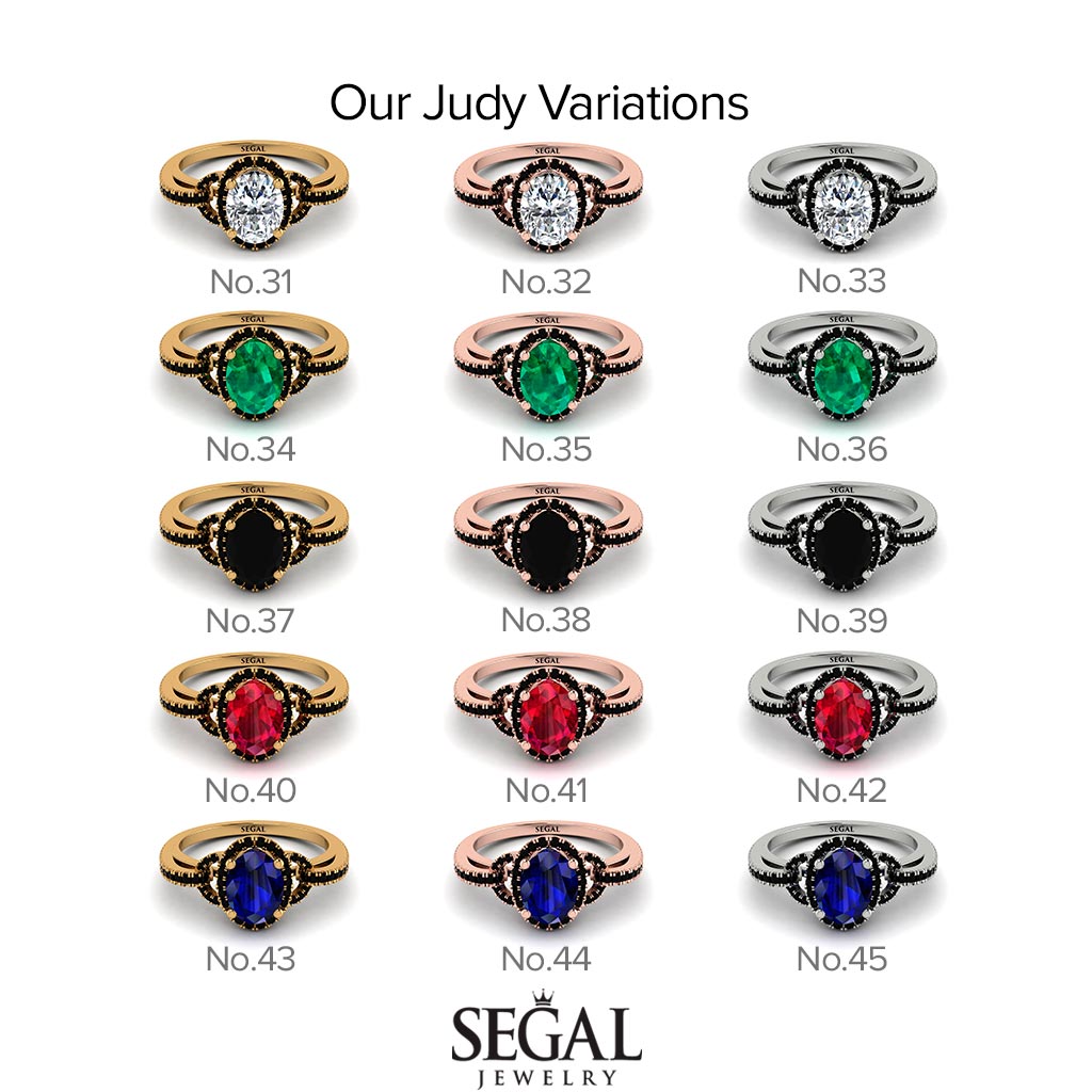 Timeless Beauty Oval Black Diamond Engagement Ring - Judy No. 9