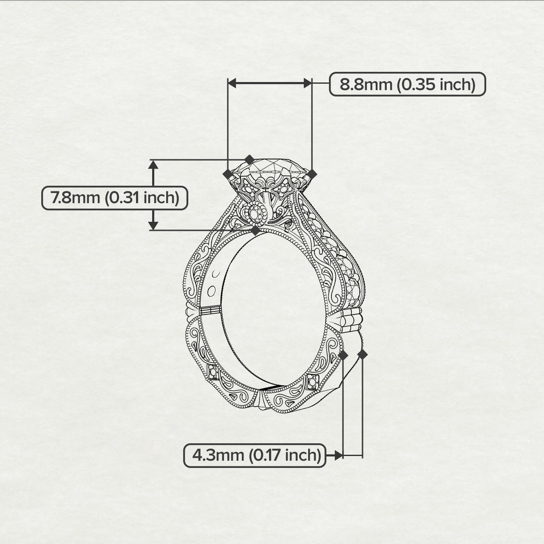 Diamond Victorian Scroll Engagement Ring - Kehlani No. 16