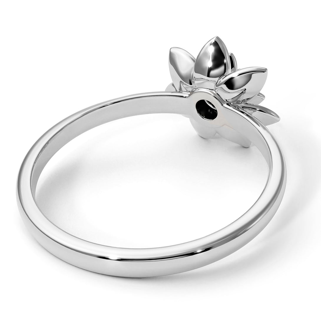 Lotus Flower Solitaire Black Diamond Ring - Lotus no. 9