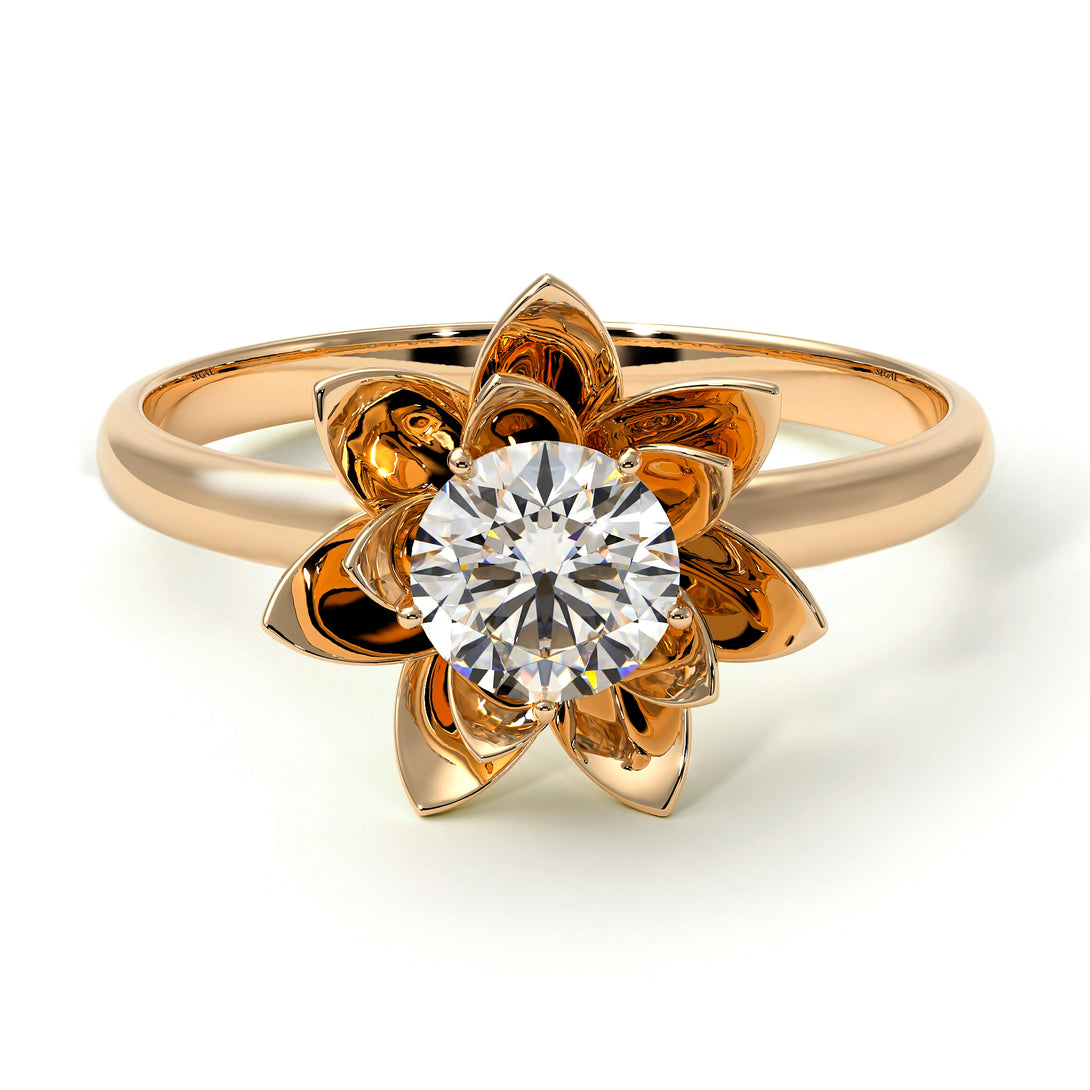 Lotus Solitaire ring Diamond ring - Lotus no. 21