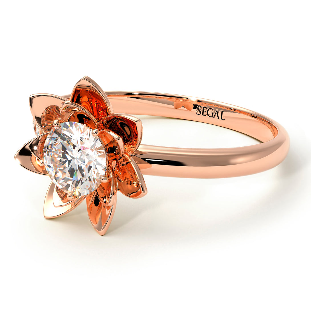 Lotus Flower Solitaire Diamond Ring - Lotus no. 2