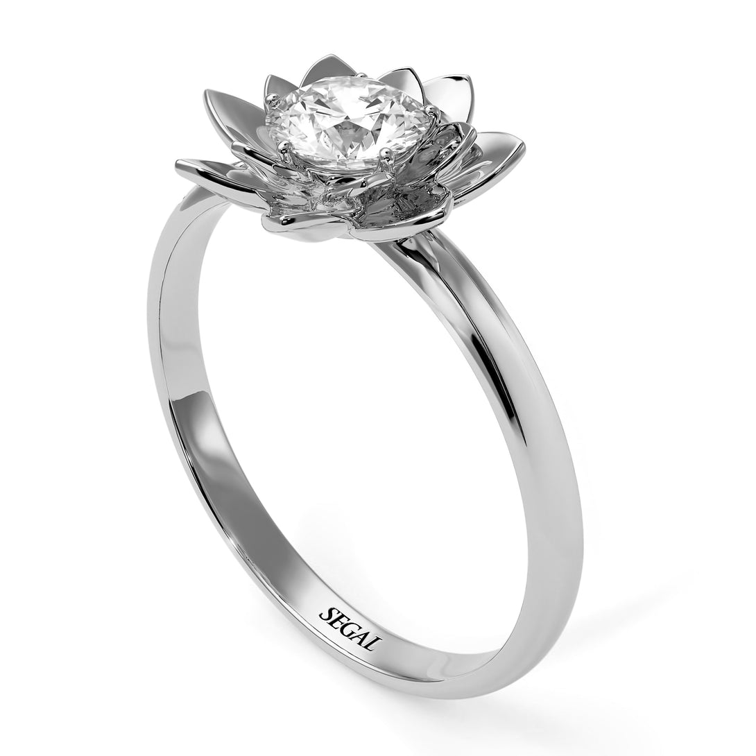 Lotus Flower Solitaire Diamond Ring - Lotus no. 3