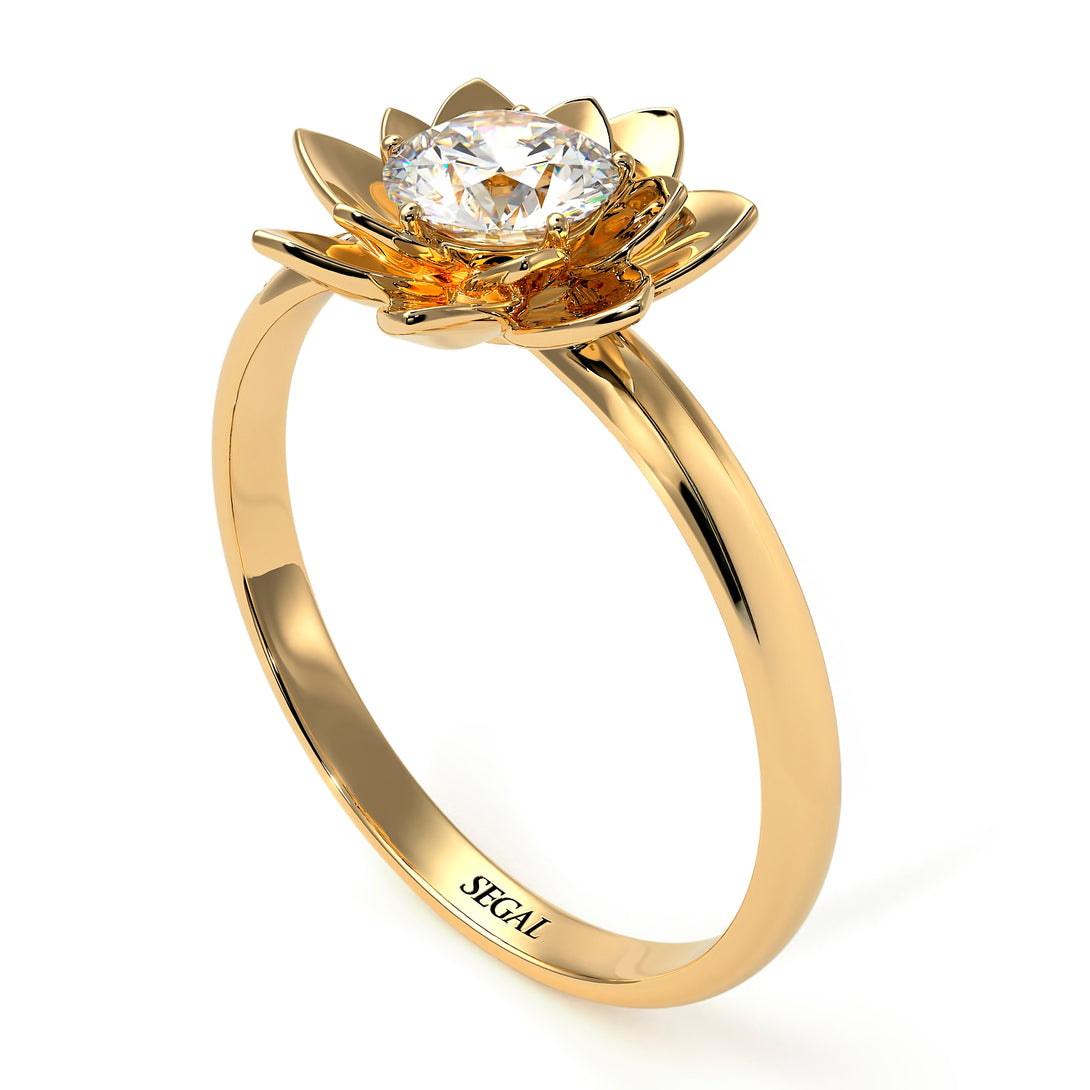 Lotus Flower Solitaire Diamond Ring - Lotus no. 1