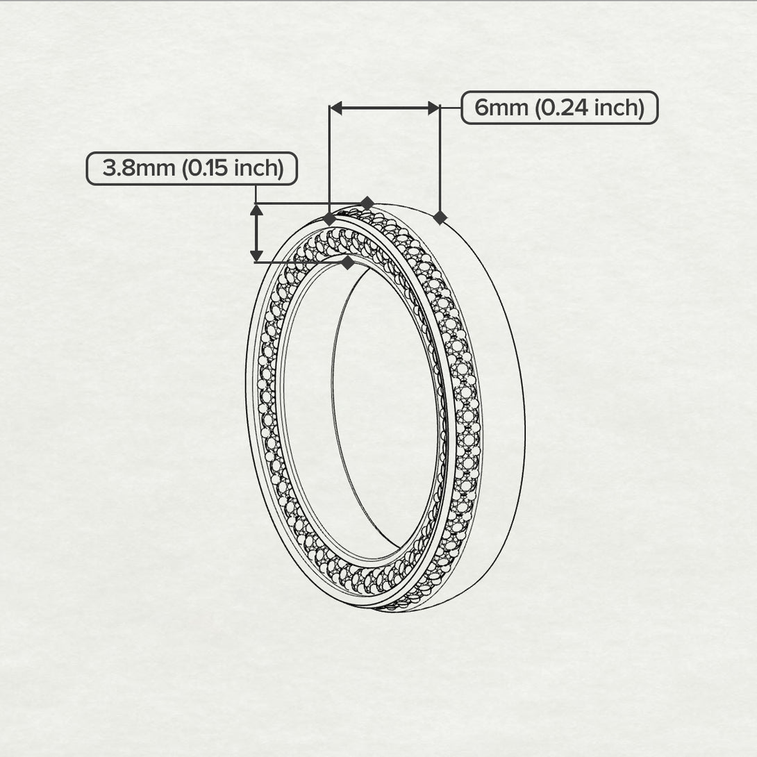 1.2Ct Black Diamond Double Halo Wedding Band - Lux No. 8