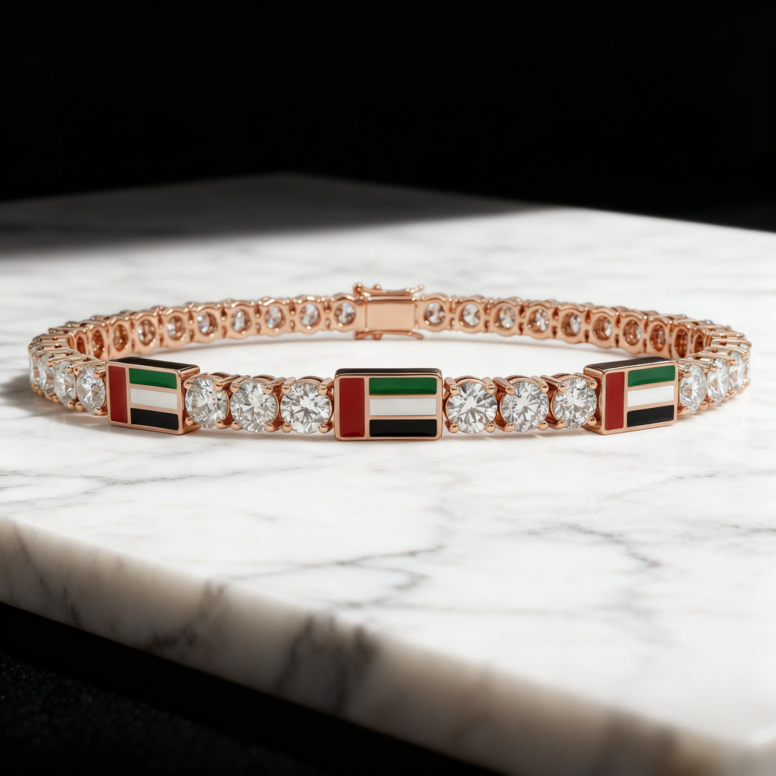 Diamond Tennis Bracelet with United Arab Emirates Flag no. 2