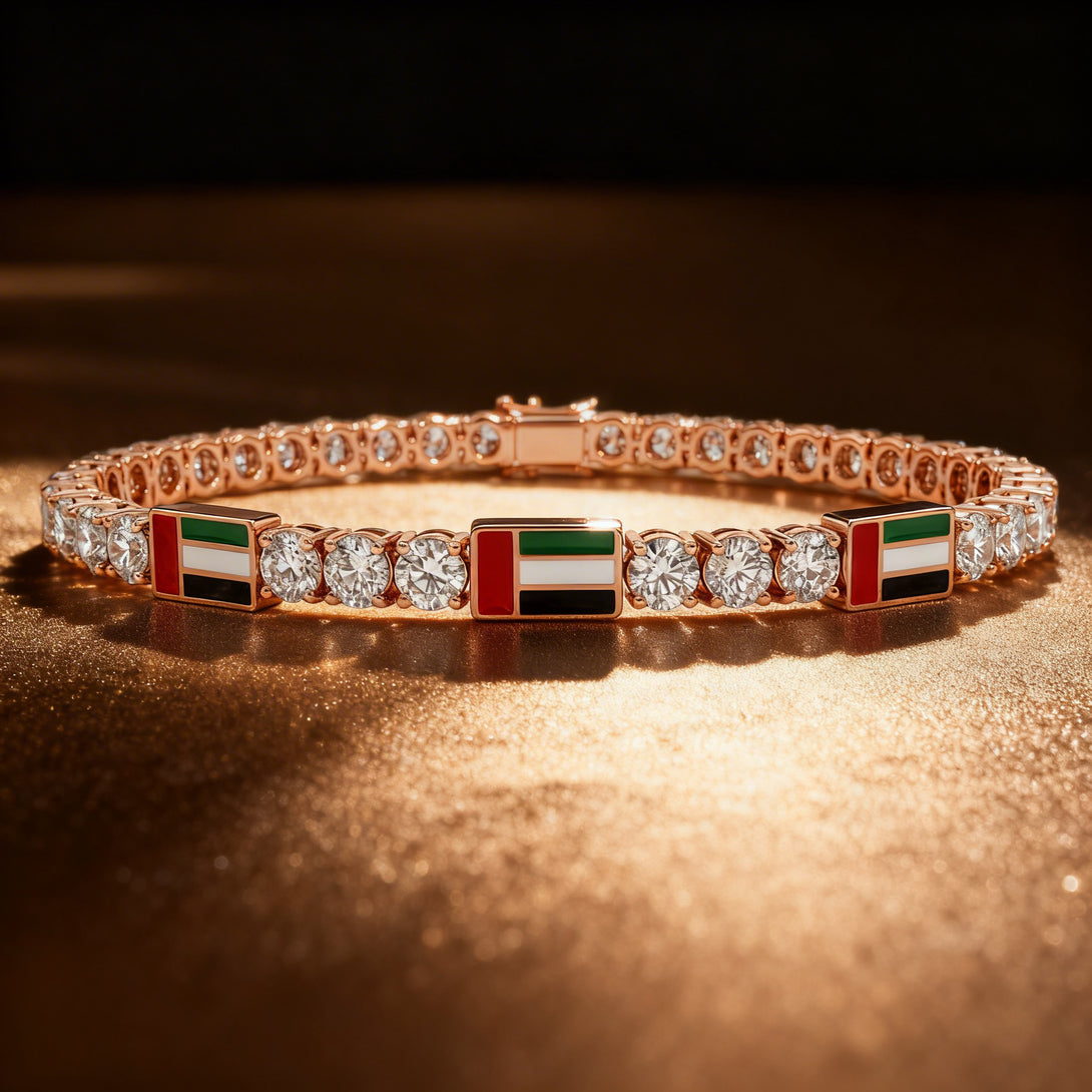Diamond Tennis Bracelet with United Arab Emirates Flag no. 2