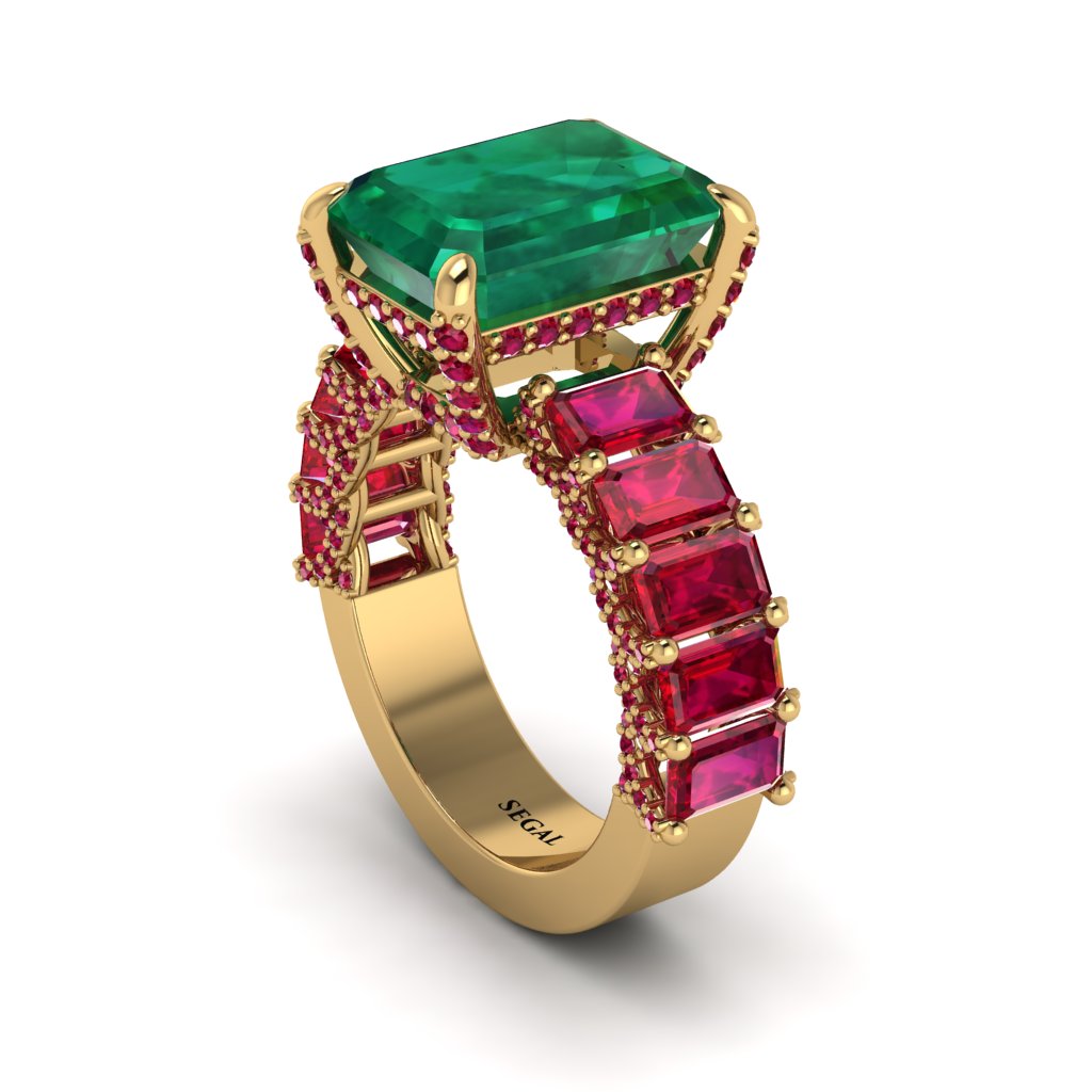 Luxury Emerald Cut Emerald Engagement Ring - Nadia No. 49