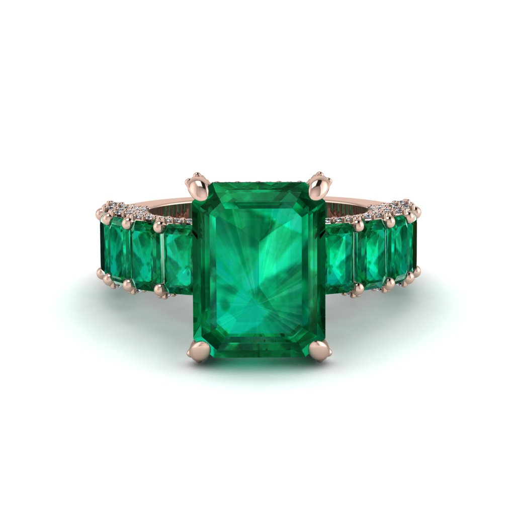 Luxury Emerald Cut Emerald Engagement Ring - Nadia No. 20