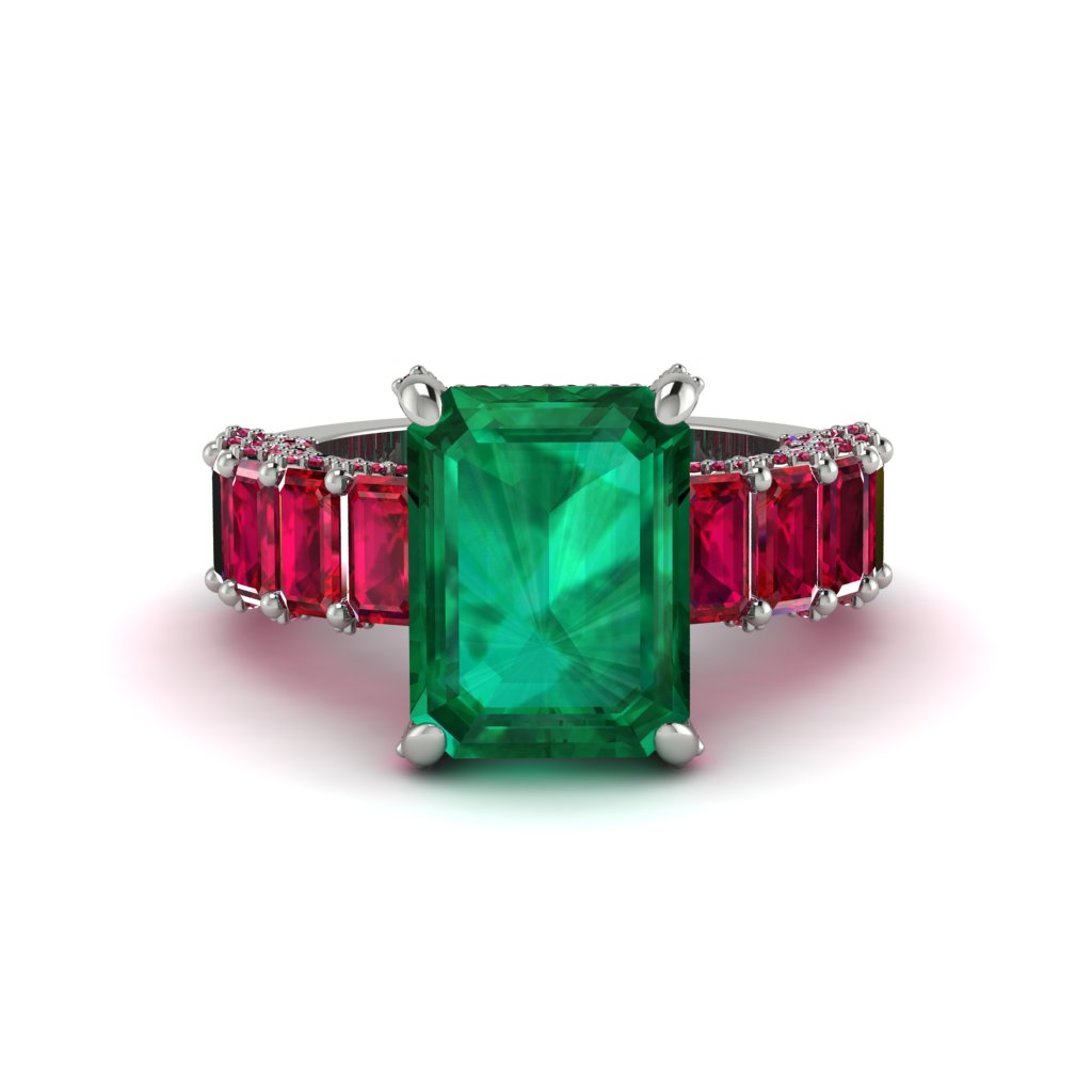 Luxury Emerald Cut Emerald Engagement Ring - Nadia No. 51
