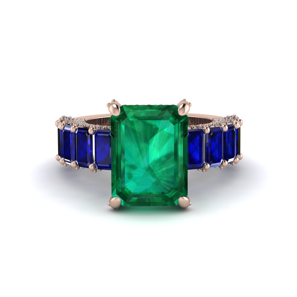 Luxury Emerald Cut Emerald Engagement Ring - Nadia No. 65