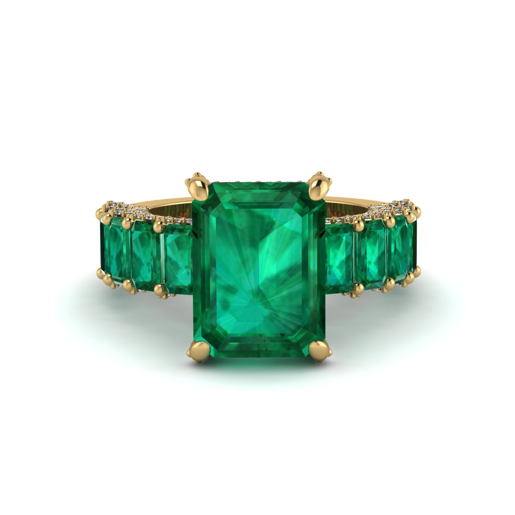 Luxury Emerald Cut Emerald Engagement Ring - Nadia No. 19