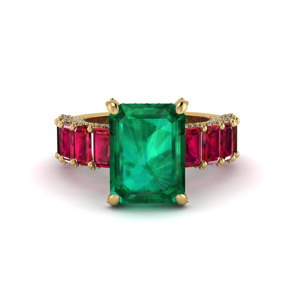 Luxury Emerald Cut Emerald Engagement Ring - Nadia No. 49