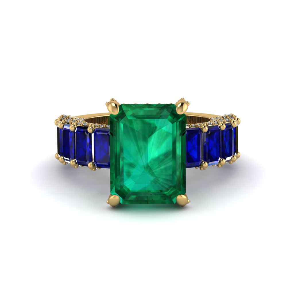 Luxury Emerald Cut Emerald Engagement Ring - Nadia No. 64