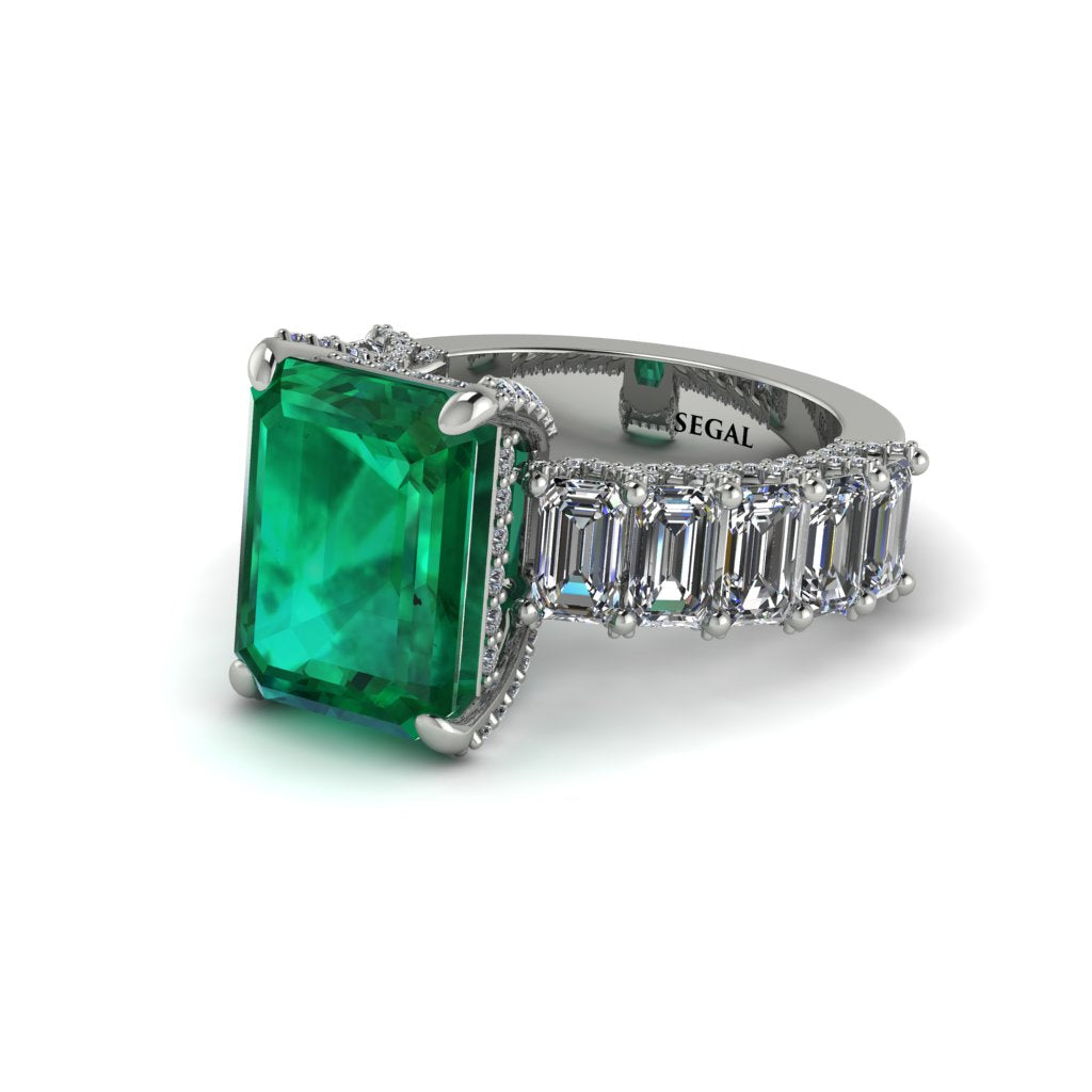 Luxury Emerald Cut Emerald Engagement Ring - Nadia No. 6