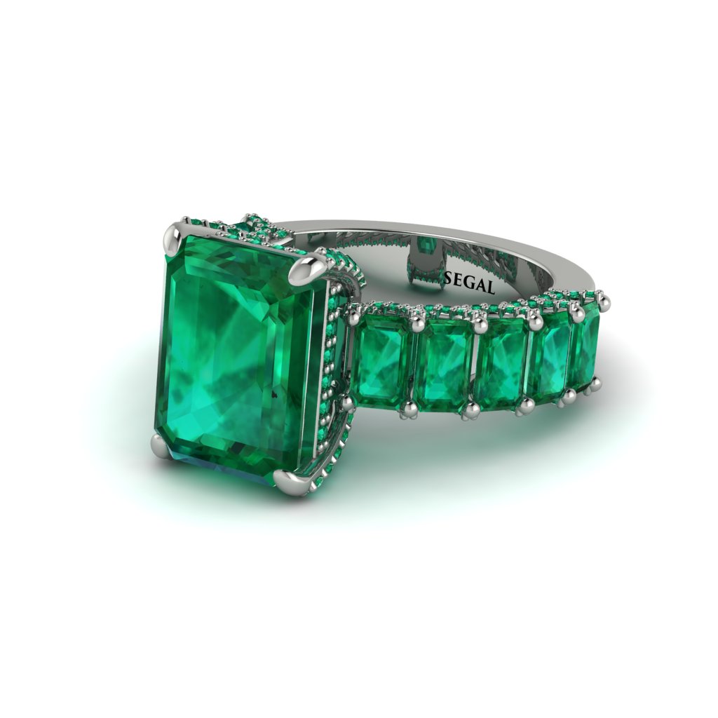 Luxury Emerald Cut Emerald Engagement Ring - Nadia No. 21