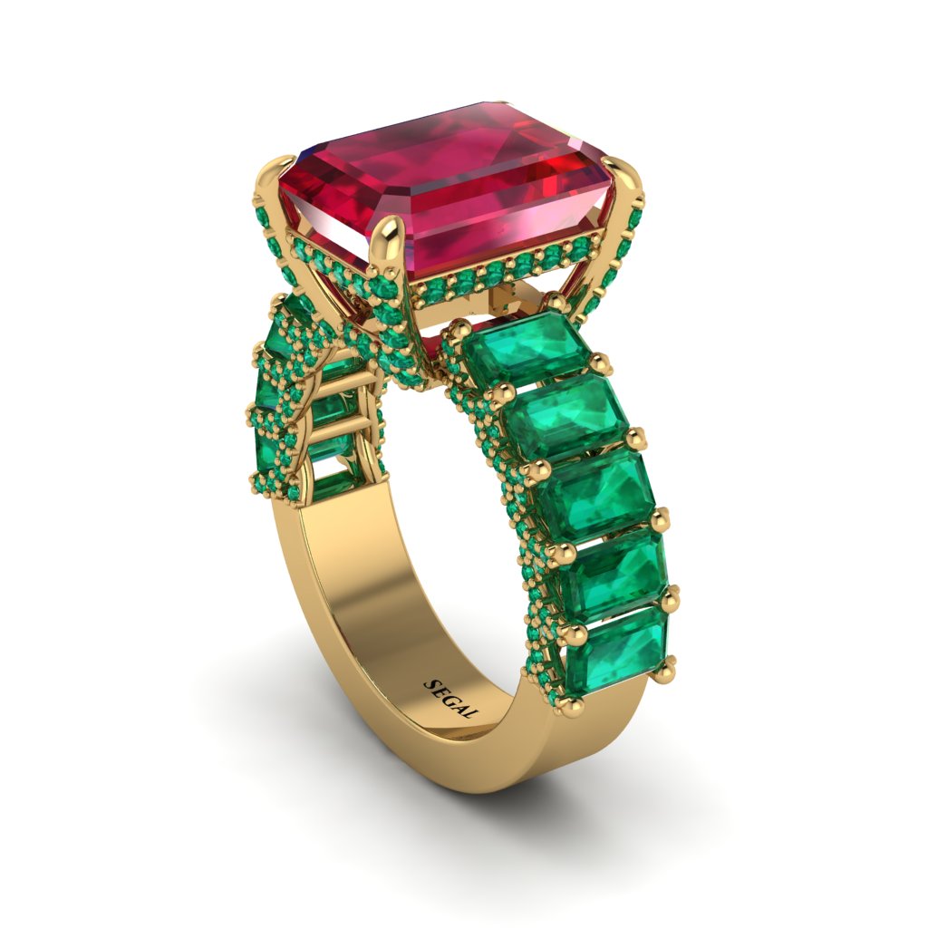 Luxury Emerald Cut Ruby Engagement Ring - Nadia No. 25