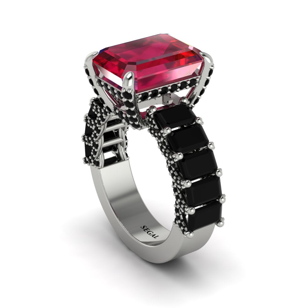 Luxury Emerald Cut Ruby Engagement Ring - Nadia No. 42