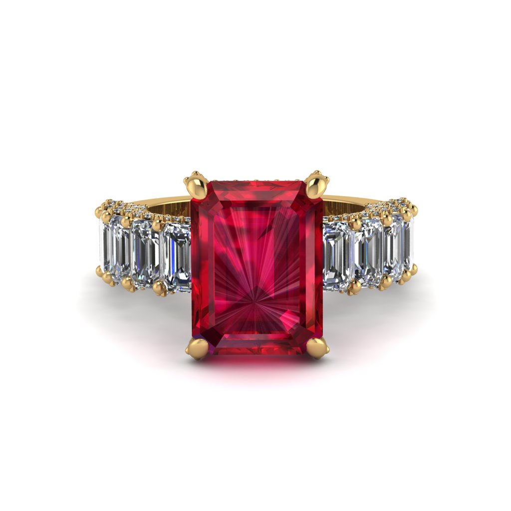 Luxury Emerald Cut Ruby Engagement Ring - Nadia No. 10