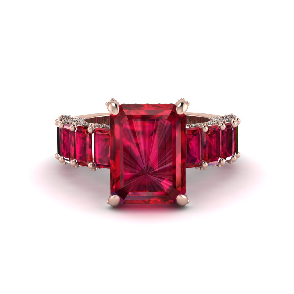 Luxury Emerald Cut Ruby Engagement Ring - Nadia No. 56