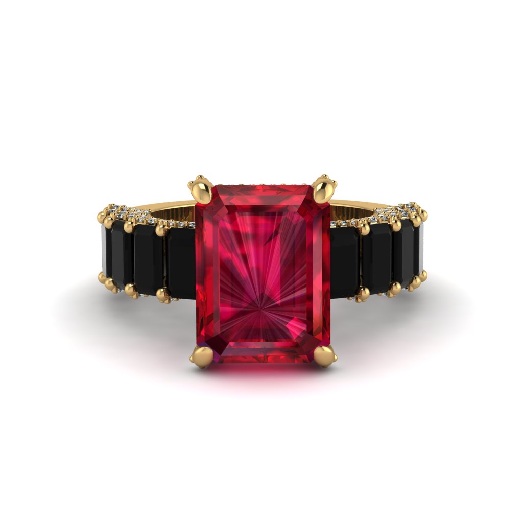 Luxury Emerald Cut Ruby Engagement Ring - Nadia No. 40