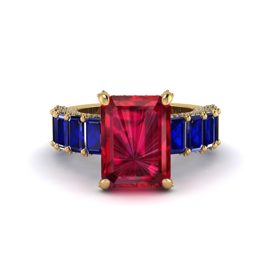 Luxury Emerald Cut Ruby Engagement Ring - Nadia No. 70