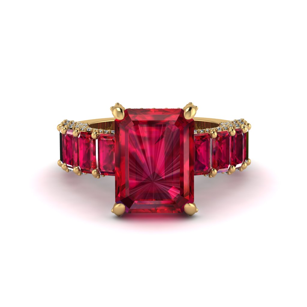 Luxury Emerald Cut Ruby Engagement Ring - Nadia No. 55