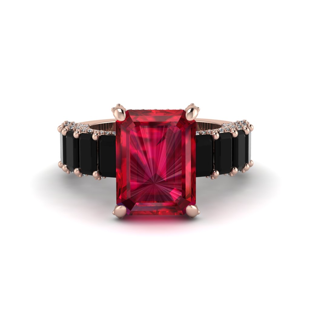 Luxury Emerald Cut Ruby Engagement Ring - Nadia No. 41