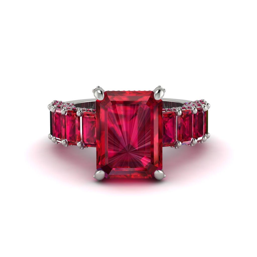 Luxury Emerald Cut Ruby Engagement Ring - Nadia No. 57