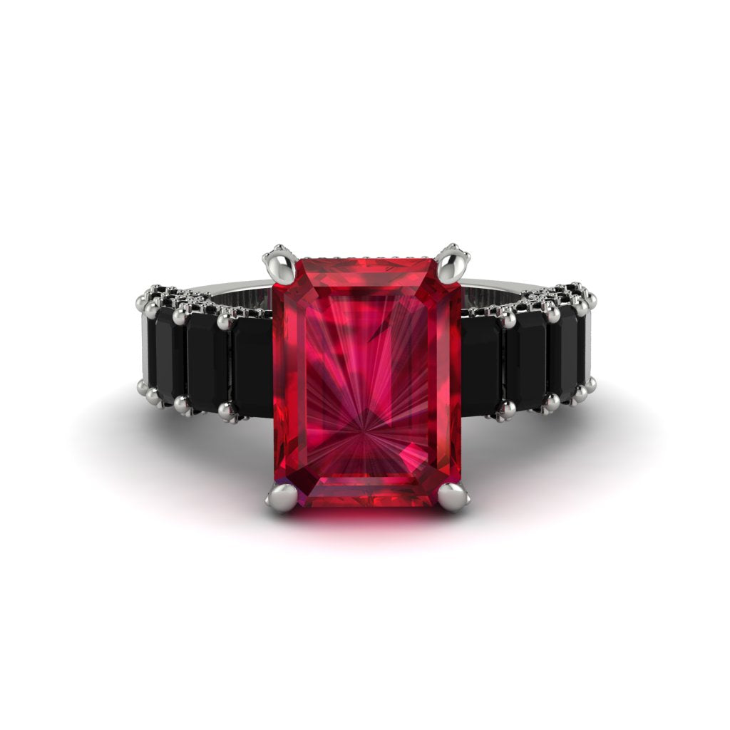 Luxury Emerald Cut Ruby Engagement Ring - Nadia No. 42