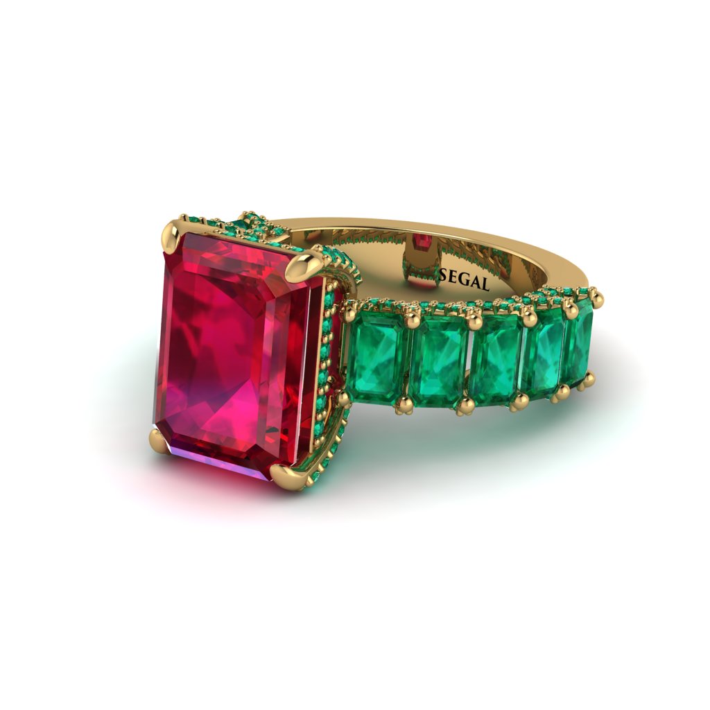 Luxury Emerald Cut Ruby Engagement Ring - Nadia No. 25