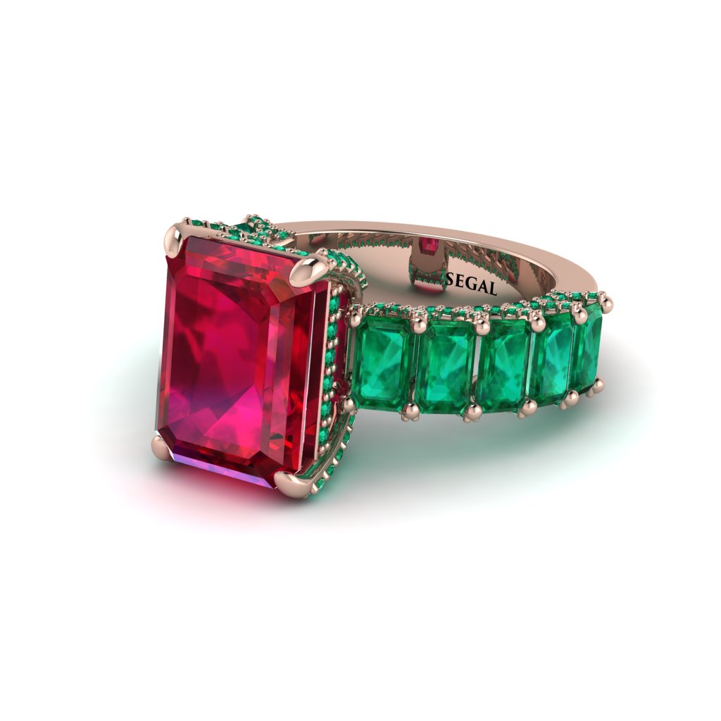 Luxury Emerald Cut Ruby Engagement Ring - Nadia No. 26