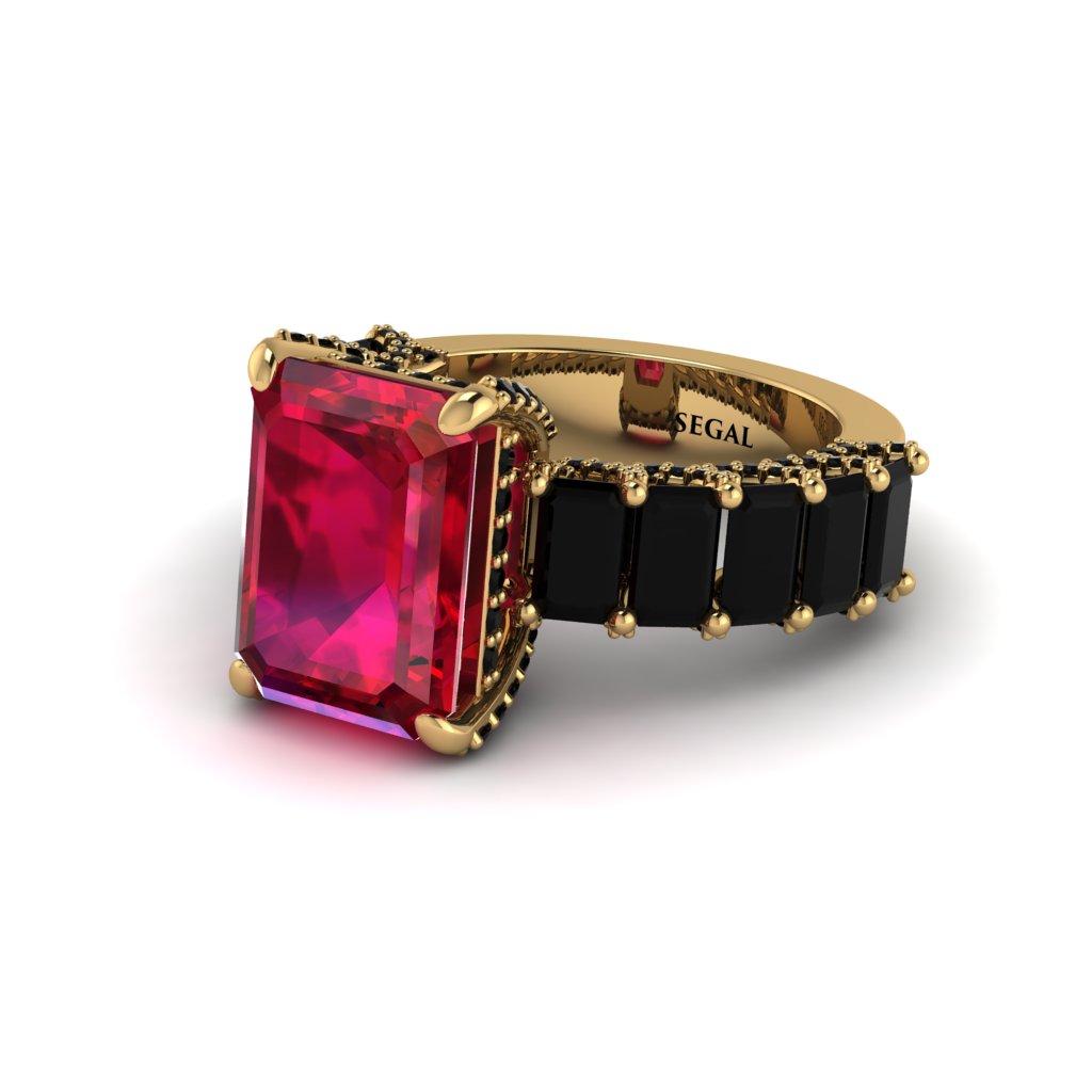 Luxury Emerald Cut Ruby Engagement Ring - Nadia No. 40