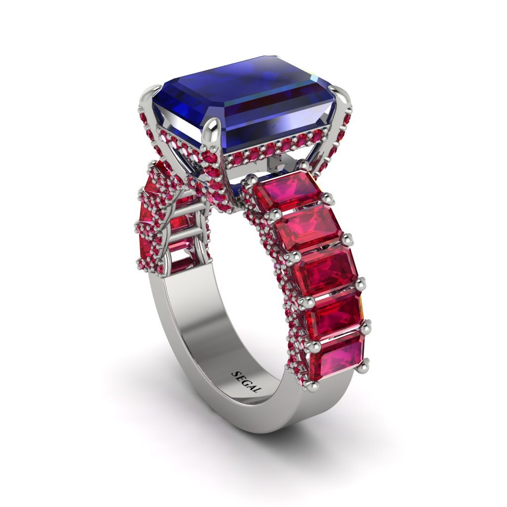 Luxury Emerald Cut Sapphire Engagement Ring - Nadia No. 60