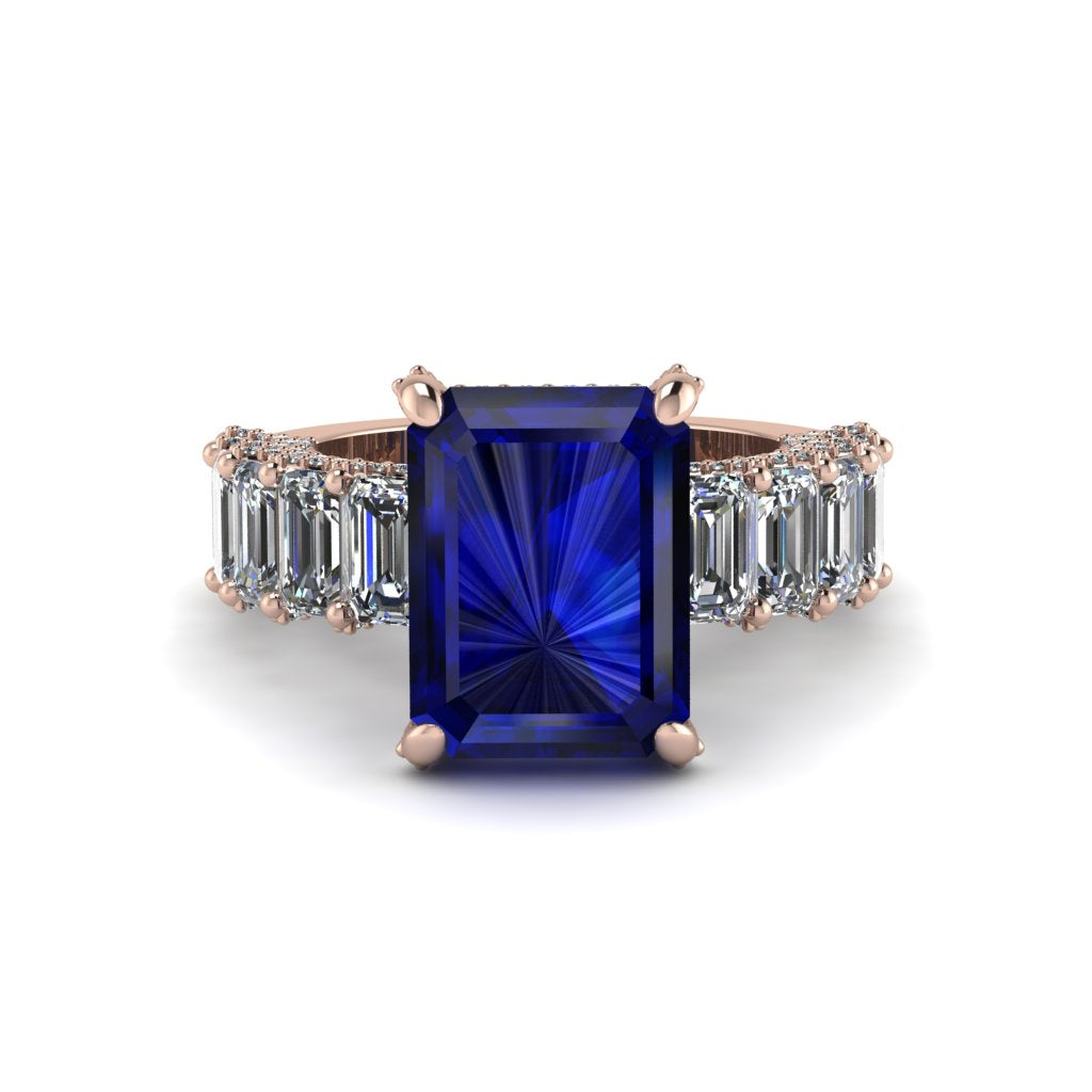 Luxury Emerald Cut Sapphire Engagement Ring - Nadia No. 14