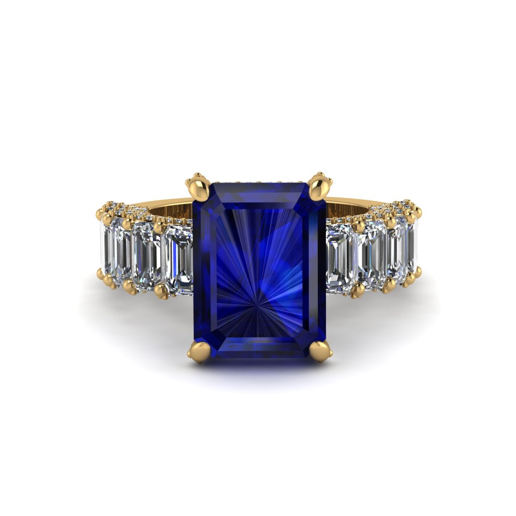 Luxury Emerald Cut Sapphire Engagement Ring - Nadia No. 13