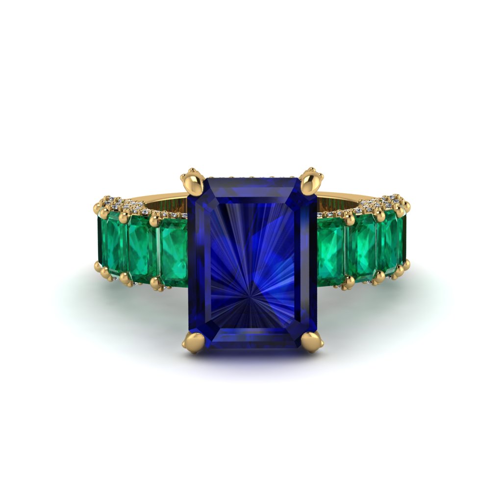 Luxury Emerald Cut Sapphire Engagement Ring - Nadia No. 28
