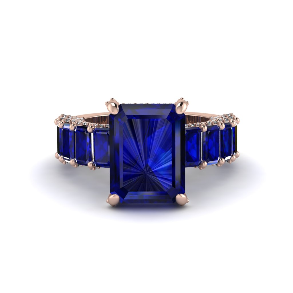 Luxury Emerald Cut Sapphire Engagement Ring - Nadia No. 74