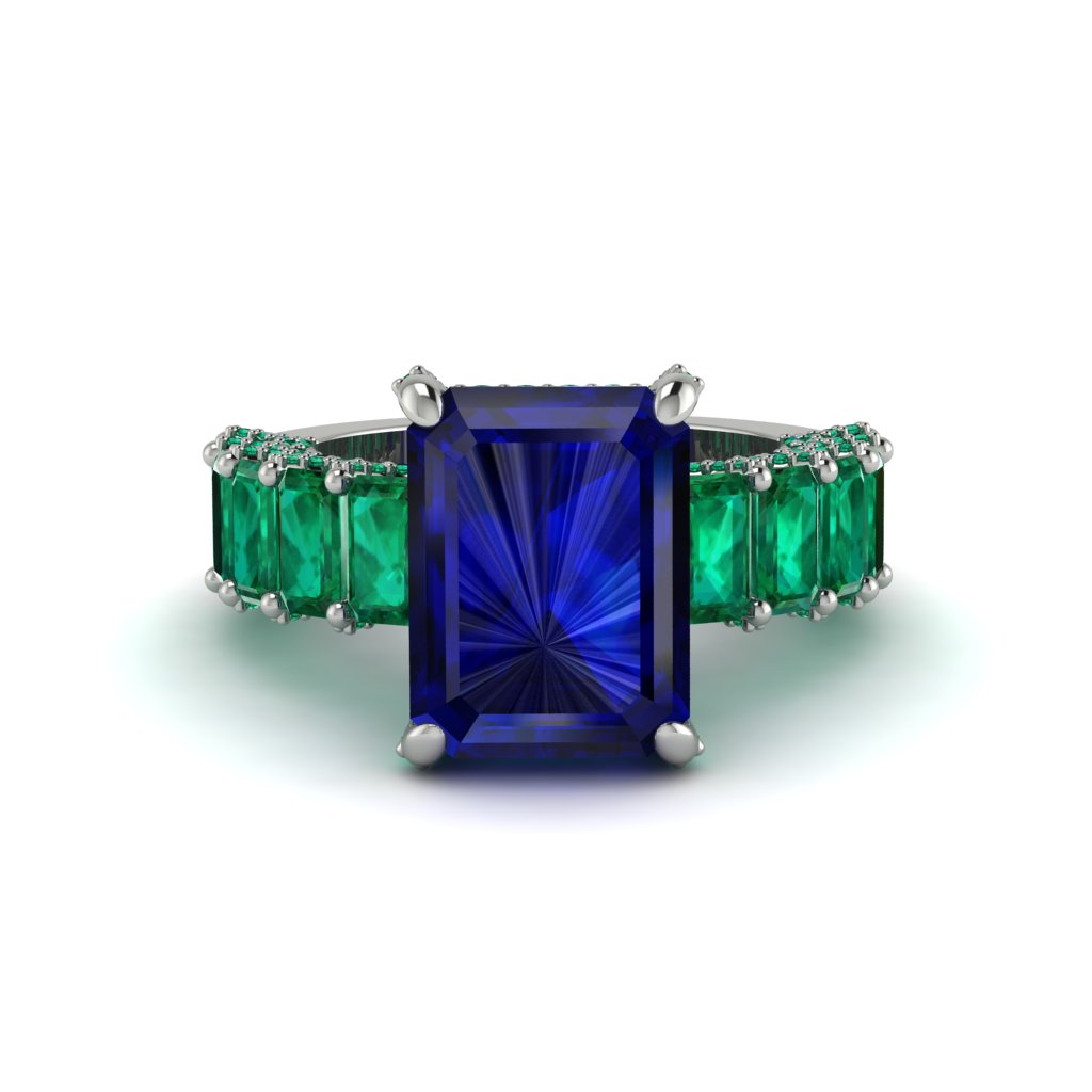 Luxury Emerald Cut Sapphire Engagement Ring - Nadia No. 30
