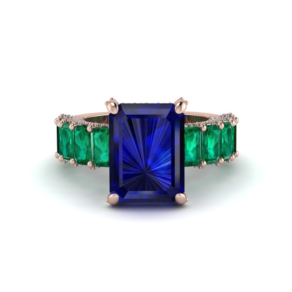 Luxury Emerald Cut Sapphire Engagement Ring - Nadia No. 29