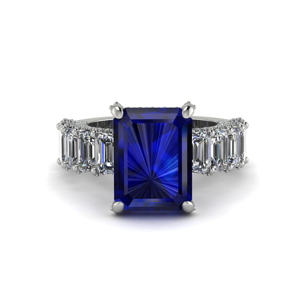 Luxury Emerald Cut Sapphire Engagement Ring - Nadia No. 15